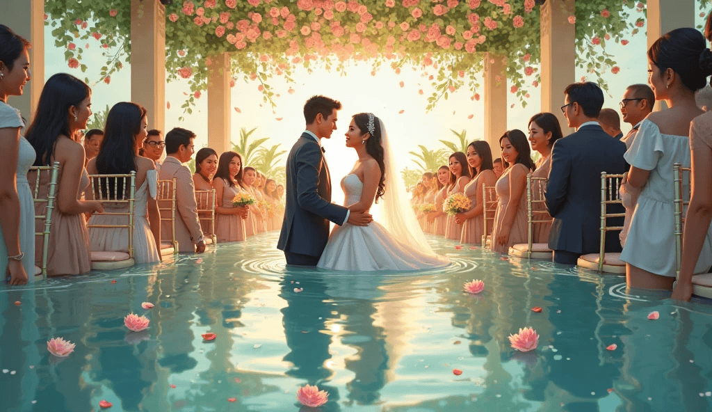 Momen Haru dan Unik Pernikahan Terendam Banjir di Tangerang Jadi Viral